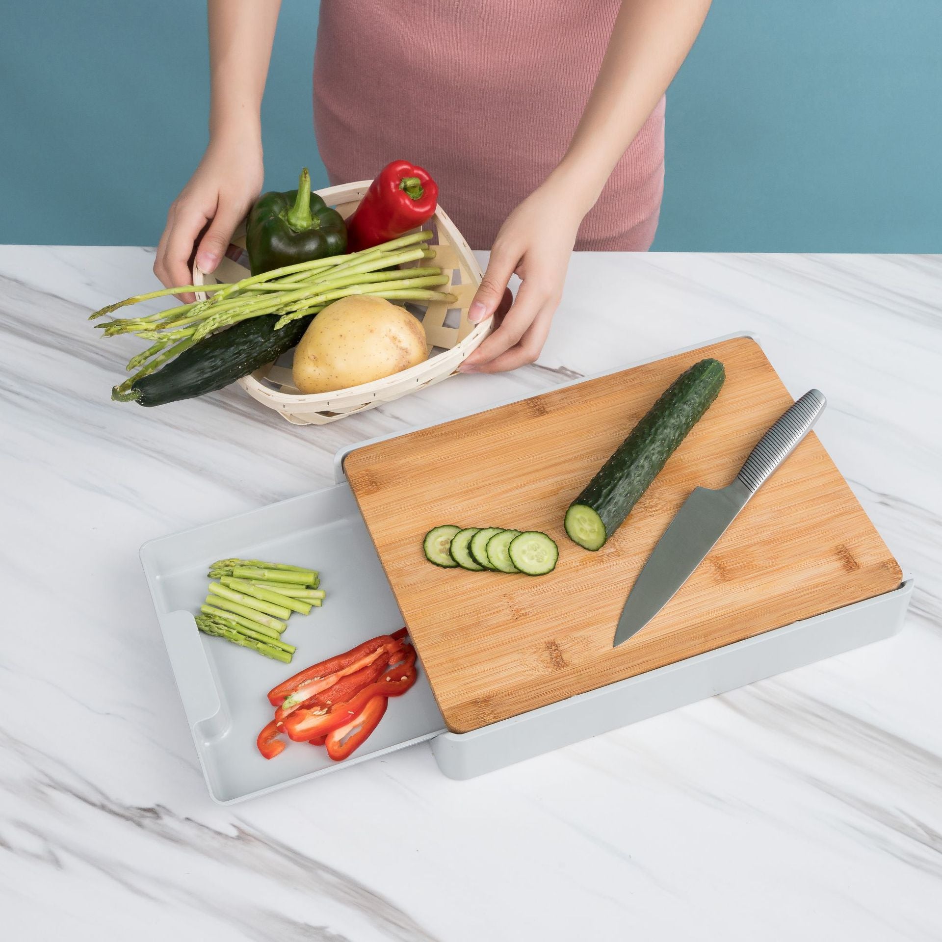 Multi-Functional Plastic Cutting Board with Drawer